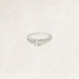 Brilliant cut solitaire ring with side diamonds - OR5528_