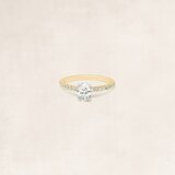 Oval cut solitaire ring with side diamonds - OR5108_