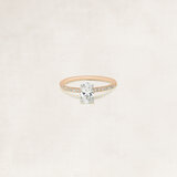 Oval cut solitaire ring with side diamonds - OR5075_