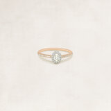 Oval cut halo ring with side diamonds - OR61820_