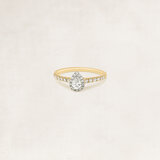 Pear cut halo ring with side diamonds - OR5030_