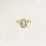 Bague double halo taille ovale avec diamants sur les cotés - OR61841_