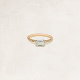 Emerald cut solitaire ring with side diamonds - OR5035_