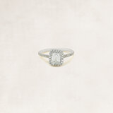 Emerald halo ring met zijdiamanten - OR5094_