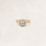Briljant dubbele halo ring  met zijdiamanten - OR20682_