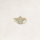 Pear cut halo ring with side diamonds - OR5500_