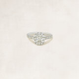 Radiant cut halo ring with side diamonds -  OR5288_