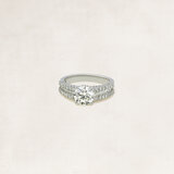 Briljant solitaire ring (1.5ct) met dubbele briljant en baguette zijdiamanten - OR5538_
