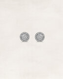 Brilliant cut halo solitaire earrings - OR5016_