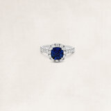 Golden ring with sapphire and diamonds  - OR75884_