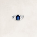 Golden ring with sapphire and diamond - OR7357_