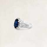 Golden ring with sapphire and diamond - OR24529_