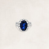Golden ring with sapphire and diamond - OR24529_