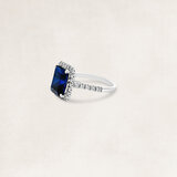 Golden ring with sapphire and diamond - OR69855_