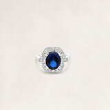 Golden ring with sapphire and diamond - OR73531_