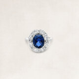 Golden ring with sapphire and diamond - OR74931_