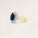 Golden ring with sapphire and diamond - OR74932_