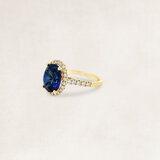 Golden ring with sapphire and diamond - OR74933_