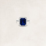 Golden ring with sapphire and diamond - OR69855_