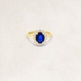 Golden ring with sapphire and diamond - OR73959_
