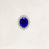 Golden ring with sapphire and diamond - OR74932_