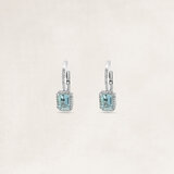 Gouden oorbellen met aquamarijn en diamant - OR60123_