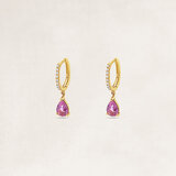 Creool oorbellen met roze saffier en diamant - OR72407_