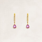 Creool oorbellen met roze saffier en diamant - OR72407_