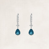 Creool oorbellen met london blue topaas en diamant - OR74952_
