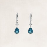 Creool oorbellen met london blue topaas en diamant - OR74952_