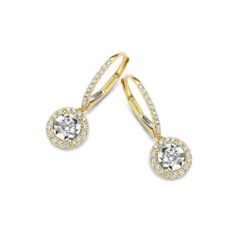 Brilliant cut halo solitaire earrings