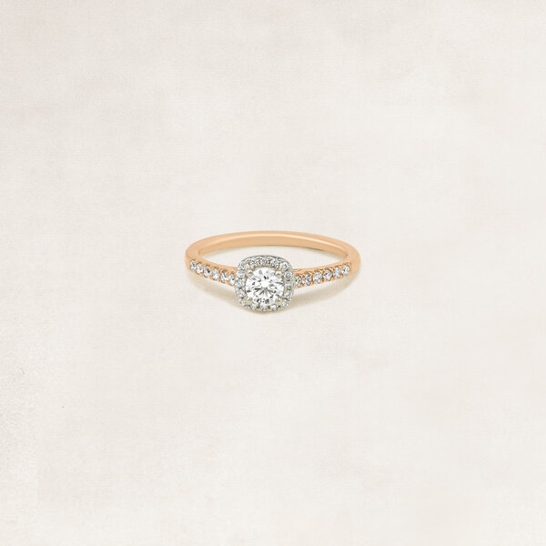Brilliant cut halo ring with side diamonds - OR61852