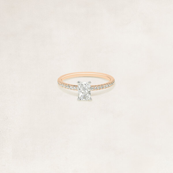 Radiant cut solitaire ring with side diamonds -  OR5077