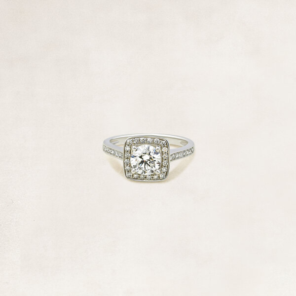 Brilliant cut halo ring with side diamonds - OR5337