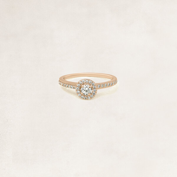Brilliant cut halo ring with side diamonds - OR61538