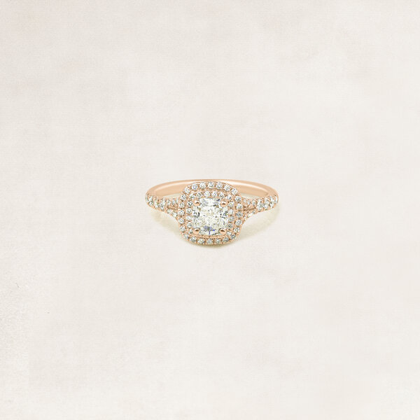 Brilliant cut double halo ring with side diamonds - OR5044