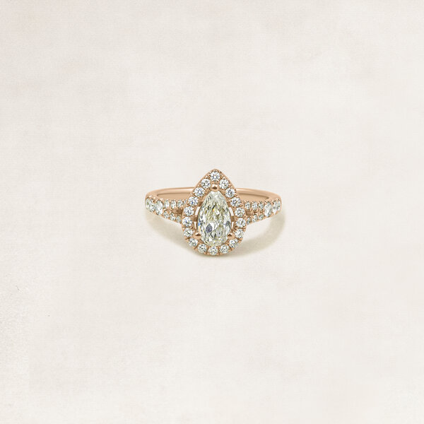 Pear cut halo ring with side diamonds - OR5500