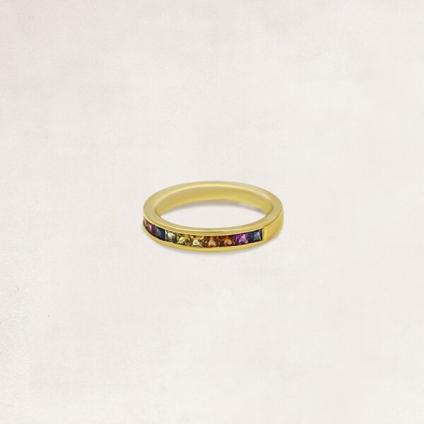 Gouden regenboog ring met saffier - OR62324