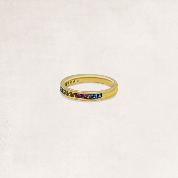 Gouden regenboog ring met saffier - OR62164