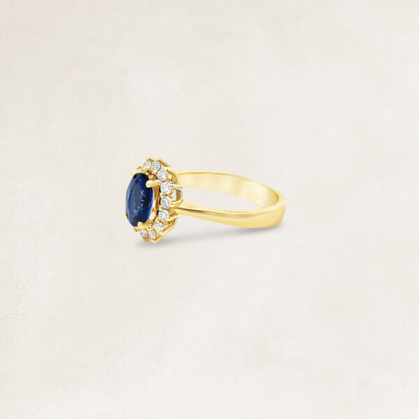 Golden ring with sapphire and diamond - OR73959