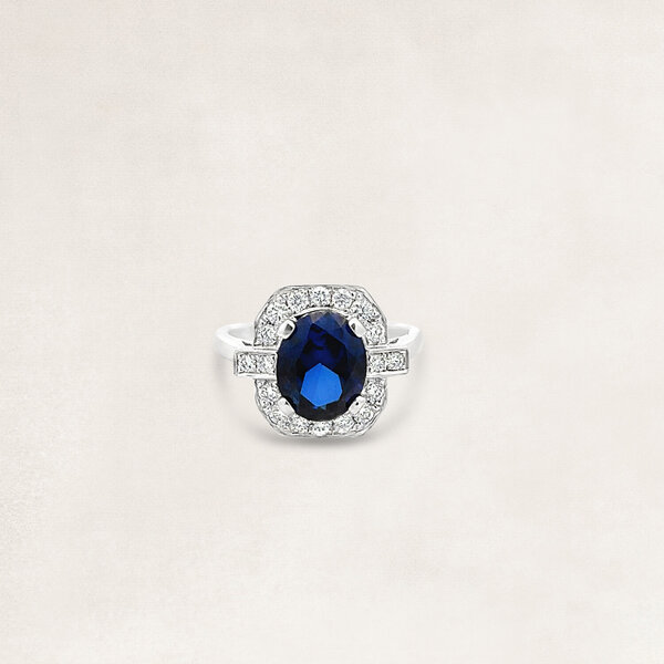 Golden ring with sapphire and diamond - OR73531
