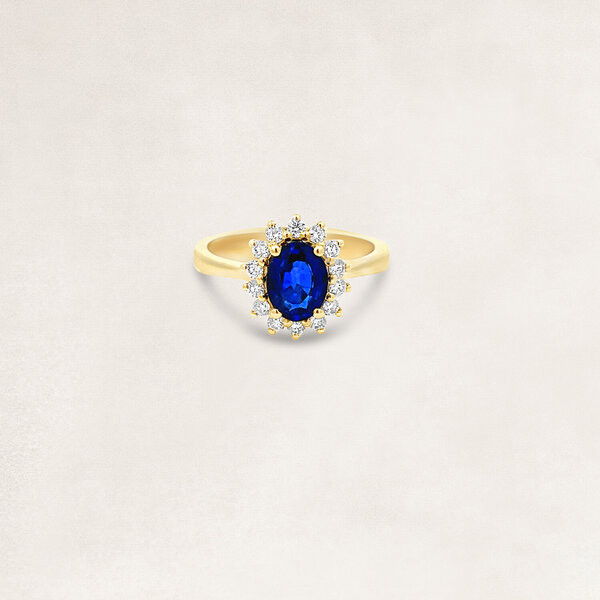 Gouden ring met saffier en diamant - OR73959