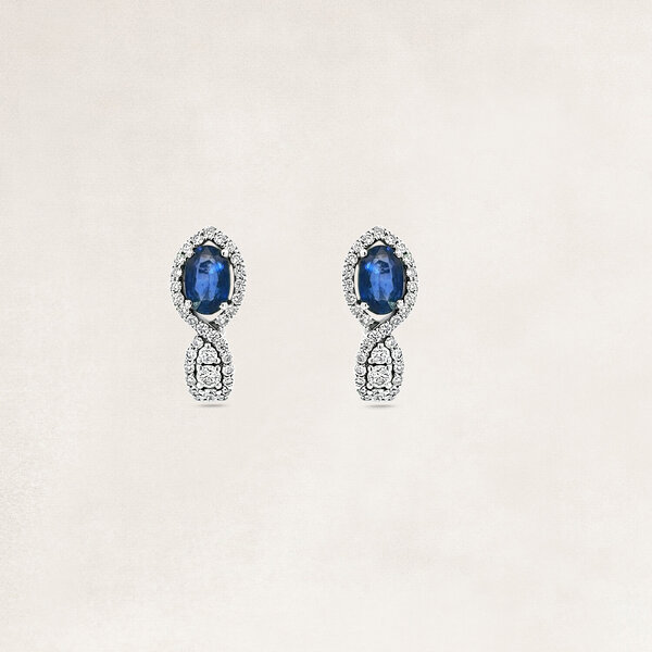 Gold earrings with sapphire and diamonds - OR75127