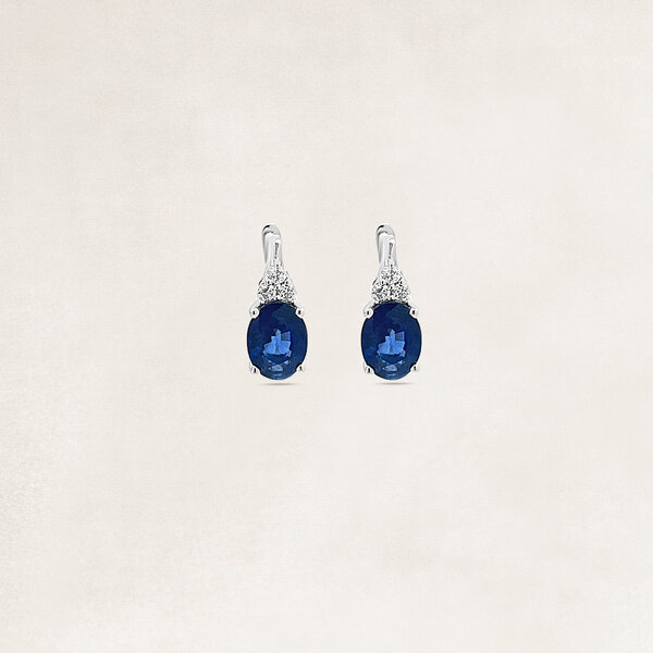 Gold earrings with sapphire and diamonds - OR75363