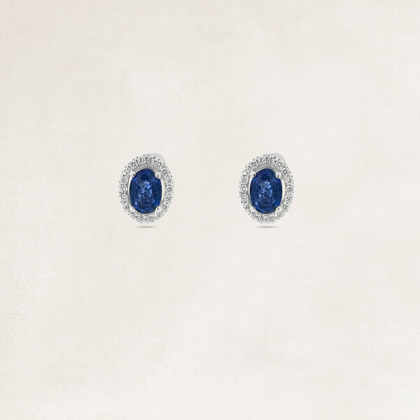 Gold earrings with sapphire and diamonds - OR75913