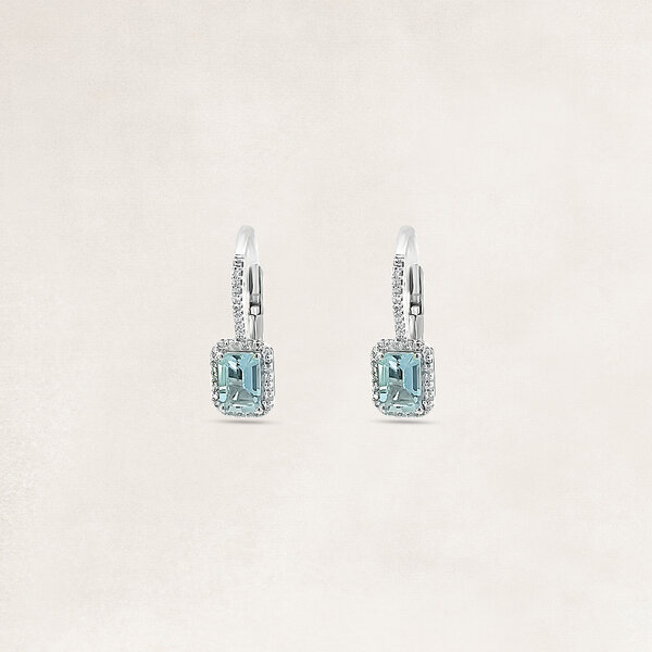 Gold earrings with aquamarine and diamonds - OR60123
