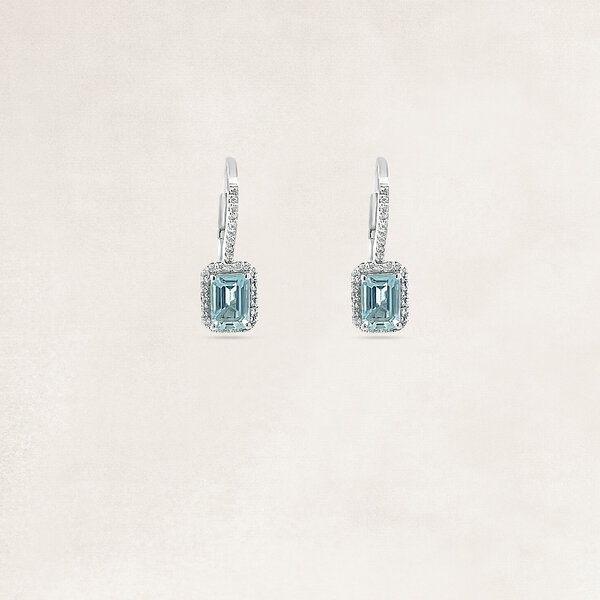 Boucle d'oreille avec aquamarine et diamants - OR60123