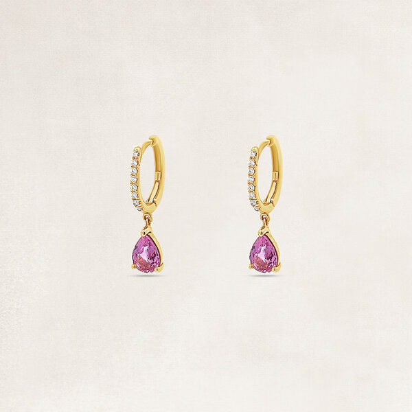Creool oorbellen met roze saffier en diamant - OR72407