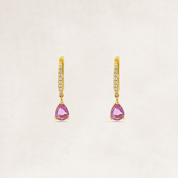 Boucle d'oreille créole avec saphir rose et diamant - OR72407