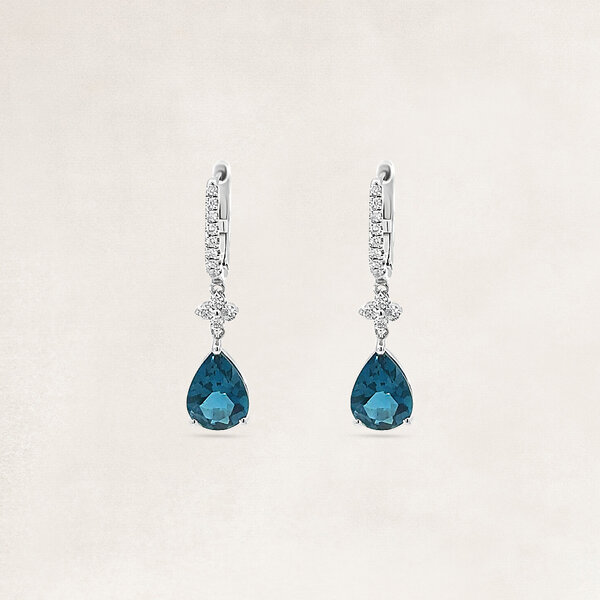 Boucle d'oreille créole avec topaze london blue et diamant - OR74952